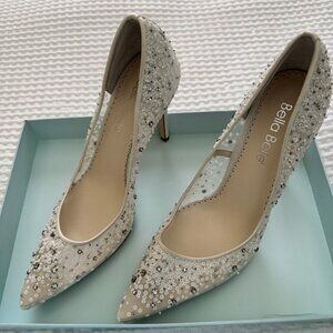 NWT Bella Belle’s ELSA IVORY Mesh Sequin Heels